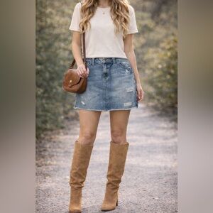 Apt 9 Denim Distressed Cutoff Jean Skirt (size 10)